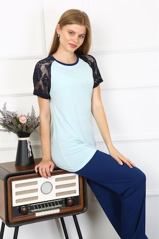 Akbeniz Kadın Kolu Dantelli Penye Pijama Takım 4148 - 3xl Su Yeşili