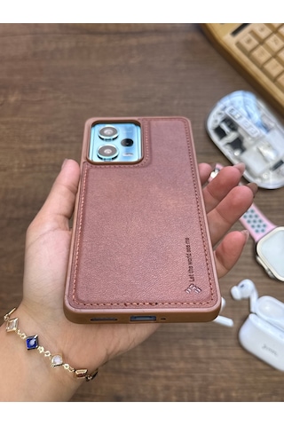 Samsung Galaxy Note 20 Ultra Uyumlu Premium Deri Dokulu Darbelere Dayanıklı Nazal Silikon Kılıf Kahverengi