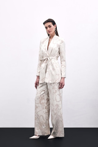 Sateen Renkli Jakarlı Pantolon - Bej-135835 Bej