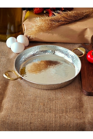 Modabakır İç Dış Kalaylı Kalın Gerçek Bakır Tava, Yumurta Sahani 24 Cm Model:e5ythy Bakır