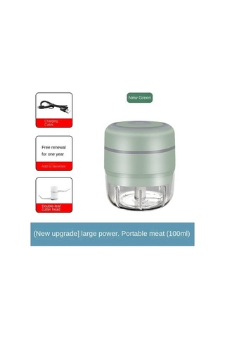 Elektrikli Gıda Kırıcı Mini Sarımsak Basın Sarımsak Sebze Kıyıcı Mutfak Ezilmiş Sarımsak Zencefil Ezilmiş Biber Yeşil, 100ml Antrasit