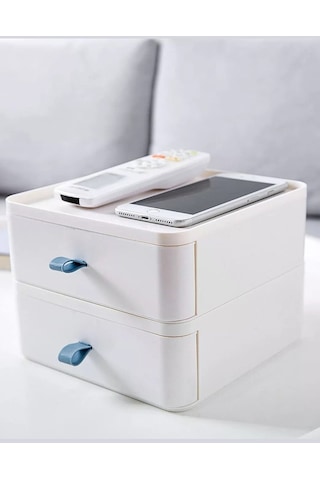 Bayev 2 Katlı Çekmece Makyaj Takı Aksesuar Düzenleyici Masaüstü Organizer Beyaz