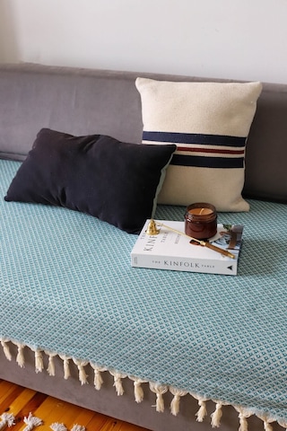 Yıldız Mavi Oturma Yerini Kapatan Koltuk, Çekyat, Kanepe Örtüsü/ Şalı 115x200 Cm Mavi