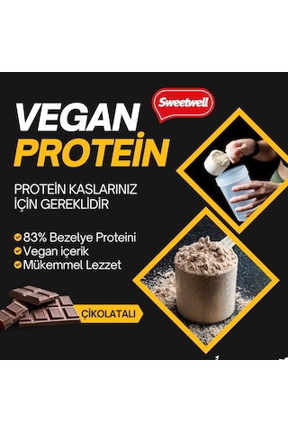 Sweetwell Çikolatalı + Çilekli Vegan Bezelye Proteini 800 Gr