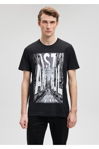 Mavi M067053-900 Siyah Erkek Regular Galata İstanbul Baskılı T-shirt Siyah