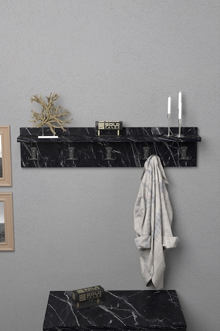 Askılık Duvar Elbise Askılığı Portmanto 80 Cm Bendir Düz Siyah