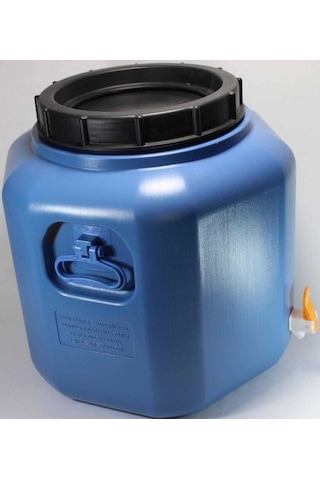 Musluk 50 L Litre Varil Içi Beyaz Plastik Köşeli Yağ Turşu Bidon Mavi