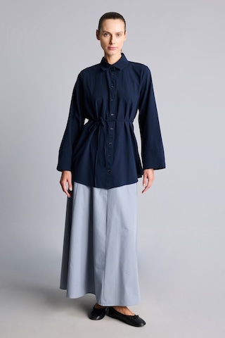 Defacto Regular Fit Gömlek Yaka Kuşaklı Flamlı Pamuk Uzun Kollu Tunik H1868ax26aunv253 Lacivert-nv253