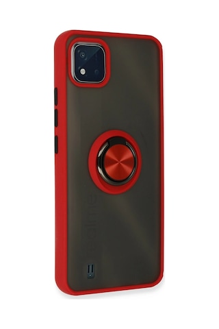 Uryport Realme C11 2021 Kılıf Montreal Yüzüklü Silikon Kapak - Kırmızı