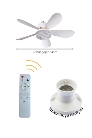 Tay-tech Rbr Tavan Vantilatörlü Led Ampul, Kumandalı, 3 Renkli