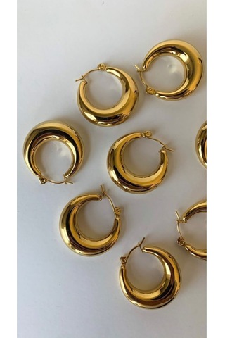 Bombe Formlu Altın Renk Halka Küpe Klasik Ve Zamansız Şıklık Altın