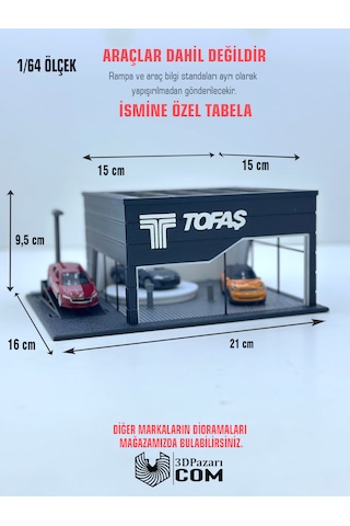 1/64 Ölçekli Tofaş Diorama Tasarımlı Araç Sergileme Garajı 3d Baskı