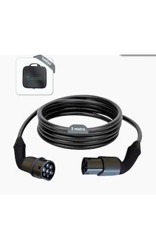 CksEnerji Tip-2 Şarj Kablosu 22 Kw / 3A / 3M 380V Ac + Taşıma Çantası