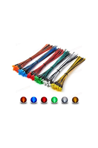 12V 5Mm Diffüz Led 20 Cm Led Renklerine Göre Kablo Rengi 5 Adet-Beyaz