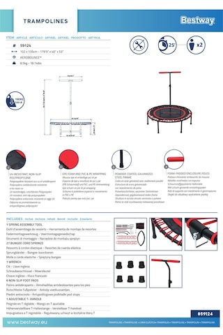 Bestway 59124 Aerobounce Egzersiz Ve Fitness Trambolini 102cm X 135cm - Kırmızı