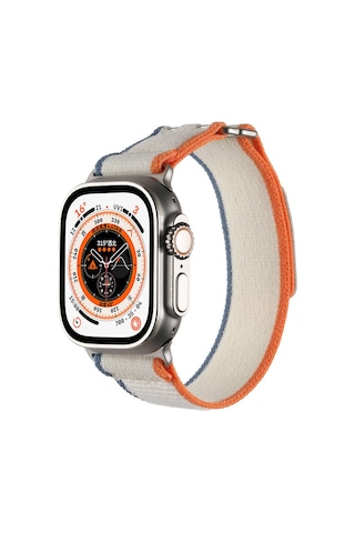 Tuva Teknoloji iOs Watch Uyumlu Ultra 49mm Hasır Kordon Krd-106 Strap Kayış-yeşil