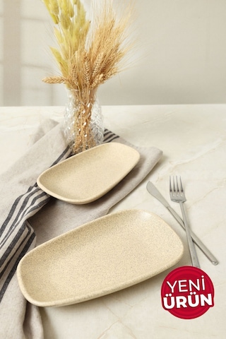 Keramika Mat Krem Tetra Kayık Tabak 21 Cm 2 Adet 039 Krem