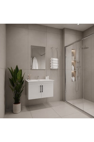 Creavit D20 Banyo Dolabı Seti Çekmeceli 65 Cm Beyaz