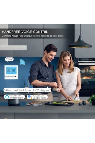 Novahub Tuya Akıllı Su/gaz Termostatı, Programlanabilir Sıcaklık Kontrolü, Google Home Uyumlu, Büyük Lcd Arka Aydınlatmalı