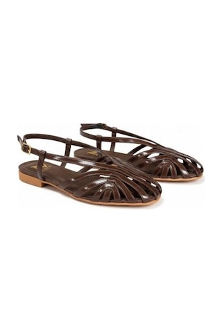 Ne&ve Shoes Kahve Rugan Biye Kadın Günlük Sandalet Kahverengi