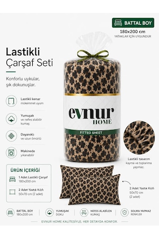 Evnur Home Leoparlı Lastikli Çarşaf Seti Battal Boy Çok Renkli Evnur Home Leoparlı Lastikli Çarşaf Seti Battal Boy Çok Renkli