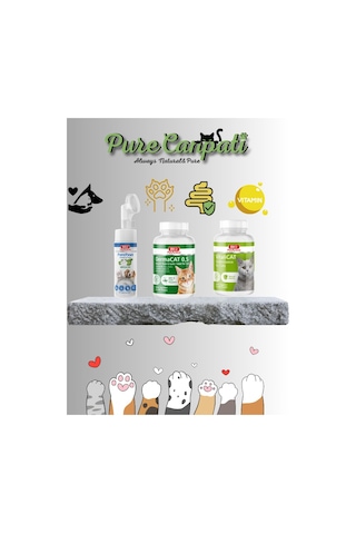 Purecanpati Kediler İçin Pati Temizleme Sarımsak Tablet ve Multivitamin