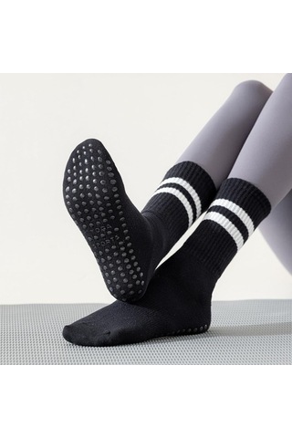 Padalink 8 Çift Siyah Profesyonel Antir Kayma Yoga Çorapları - Pilates, Barre, Dans İçin Orta Boy Spor Çorapları Diğer