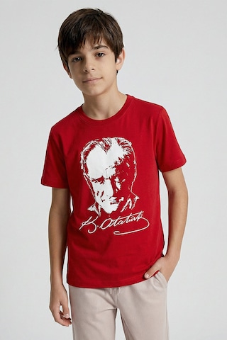Tommy Life Kırmızı Atatürk Baskılı Unisex T-shirt - 11332 KIrmızı