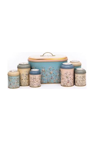 Erb01u2 Oval Ekmek Kutusu 7 Li Set, Botanica Desenli