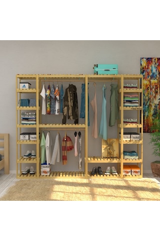 Megalo - Açık Ahşap Elbise Dolabı , Gardırop