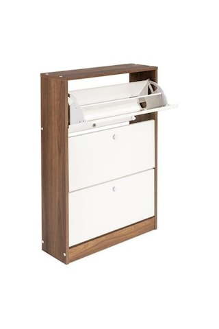 Marka 3 Katlı Modern Ayakkabılık Beyaz