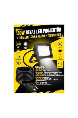 15 Mt Kablolu 30 Watt Seyyar Led Projektör Aydınlatma. Seyyar Aydınlatma Su Geçirmez Dış Mekan Ip65 Tak Çalıştır