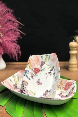 Dijital Baskılı 2'li Dikdörtgen Kayık Tabak Çok Renkli