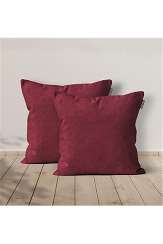 2'li Kadife Dokulu Kırlent Kılıfı Bordo-1954 - Bordo