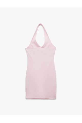 Koton Fiyonk Detaylı Kolsuz V Yaka Mini Elbise Pembe 5sal80189ık Gül