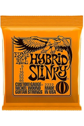Vkemall Ernie Ball 2222 Hibrit Slinky Nikel Sarılı Elektrik Gitar Telleri 9-46 Çok Renkli