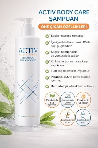 Actıv Body Care Şampuan 360 Ml Tüm Saç Tipleri İçin Günlük Bakım & Ferahlık