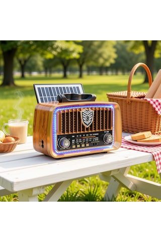 Rt-688a Nostaljik Eskitme Trend Radyo,güneş Panelli Bluetooth Nostalji Radyo