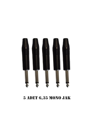 6.35 Mm Mono Çivi Jak Lehim Tipi Fiş Enstrüman Gitar Amfi Mikser Ses Kablosu Giriş Jakı 5 Adet