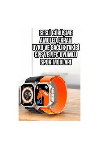 Akıllı Saat Uyku Ve Spor Takibi Yeni Nesil Bluetooth Bağlantılı Amoled Ekran Turuncu
