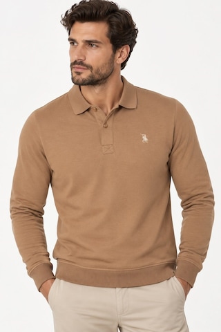 V9007 Dewberry Erkek Sweatshırt-düz Camel