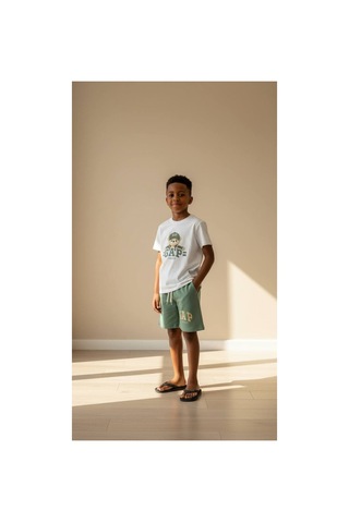 Poala Kids Logolu Ayıcıklı Şort Set Çok Renkli