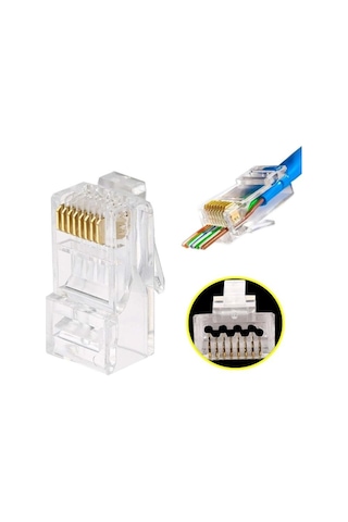 Electroon Şeffaf Cat6 Ezrj45 Açık Uçlu Soket 8p/8c - 100adet