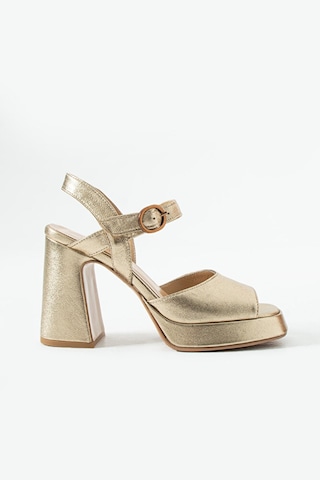 Dericia Shoes Voyage Hakiki Deri Topuklu Ve Platformlu Kadın Sandalet Altın