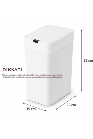 9 Litre Otomatik Hareket Sensörlü Çöp Kovası, Banyo Çöp Kovası, Çöp Kutusu Beyaz
