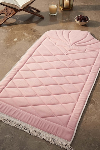 Pembe Kapitone Dolgulu Lüks Seccade 65x115 Cm