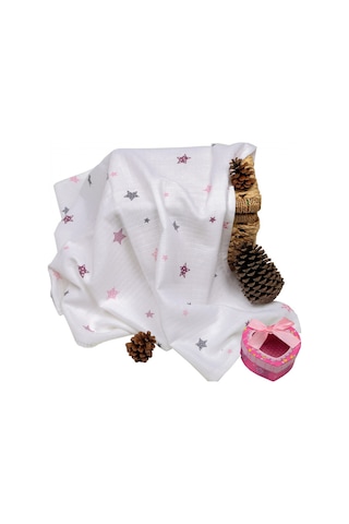 Sema Baby Çok Amaçlı Müslin Örtü 100X80 Cm - Pembe Yıldız 8682476