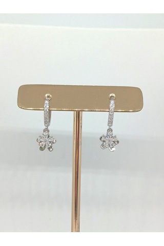 Çiçek Figürlü 925 Ayar Gümüş Taşlı Küpe Şık Ve Zarif Tasarım Gümüş