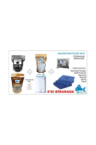 Sump Ve Dış Filtre Malzeme Bakım Seti, Seramik, Elyaf, Karbon, Zeolit, Sünger, Bioball