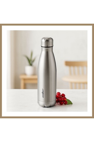 Kahveci.store 500 Ml Paslanmaz Çelik Şişe Termos Krom, Kaydırmaz Taban 22